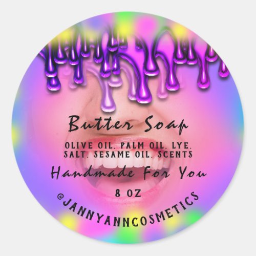 Butter Soap Cosmetics Handmade Holograph Smile Classic Round Sticker