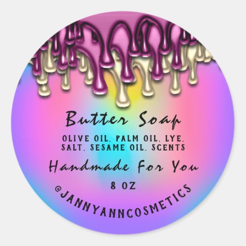 Butter Soap Cosmetics Handmade Holographic Glam Classic Round Sticker