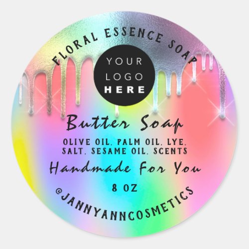 Butter Soap Cosmetics Handmade Holographic Pink Classic Round Sticker