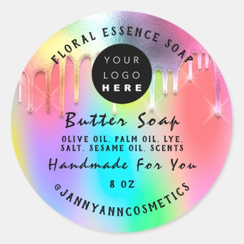 Butter Soap Cosmetics Handmade Holographic Pinky Classic Round Sticker