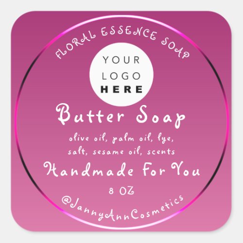 Butter Soap Cosmetics Handmade Logo Scrub Square Sticker