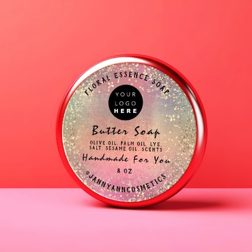 Butter Soap Cosmetics Handmade Rose Logo Confetti Classic Round Sticker