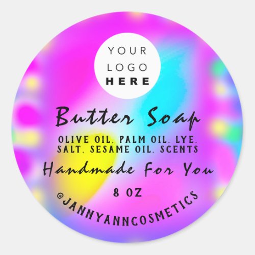 Butter Soap Cosmetics Logo Holograph Hot Pink Classic Round Sticker