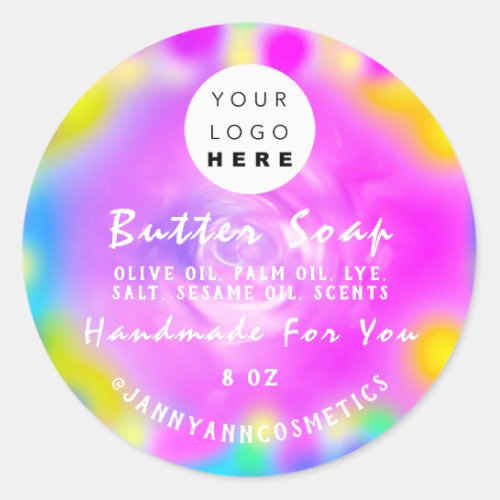 Butter Soap Cosmetics Logo Holograph Pink Cleaner Classic Round Sticker