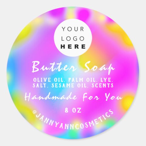 Butter Soap Cosmetics Logo Holograph Pink Unicorn Classic Round Sticker