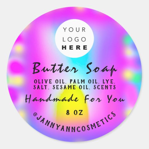 Butter Soap Cosmetics Logo Holograph Unicorn Pink Classic Round Sticker