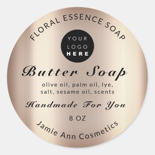 Butter Soap Cosmetics Product Handmade Custom Logo Classic Round Sticker