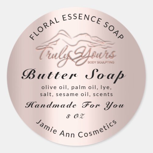 Butter Soap Cosmetics Product Handmade Rose Body Classic Round Sticker