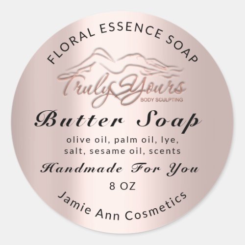 Butter Soap Cosmetics Product Handmade Rose Body Classic Round Sticker