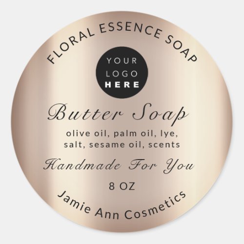 Butter Soap Cosmetics Product Handmade Rose Custom Classic Round Sticker