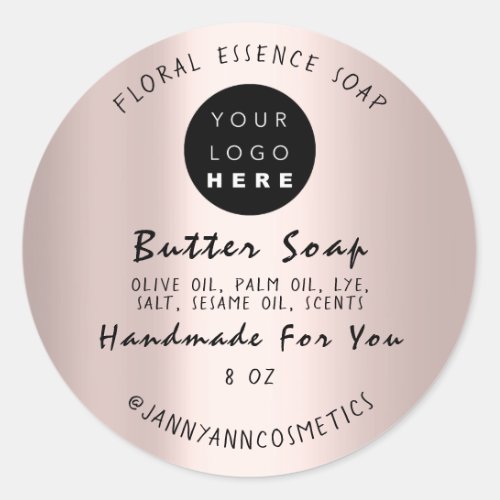 Butter Soap Cosmetics Rose Handmade Rose Script Classic Round Sticker