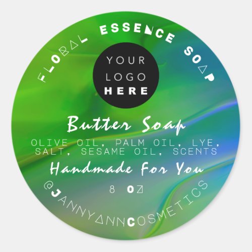 Butter Soap Cosmetics Unique Handmade Green Logo Classic Round Sticker
