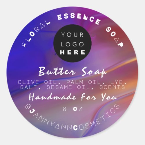 Butter Soap Cosmetics Unique Handmade Purple Logo  Classic Round Sticker
