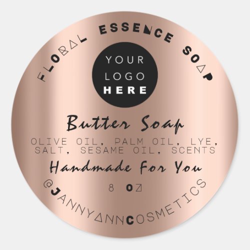 Butter Soap Cosmetics Unique Handmade Rose Classic Round Sticker