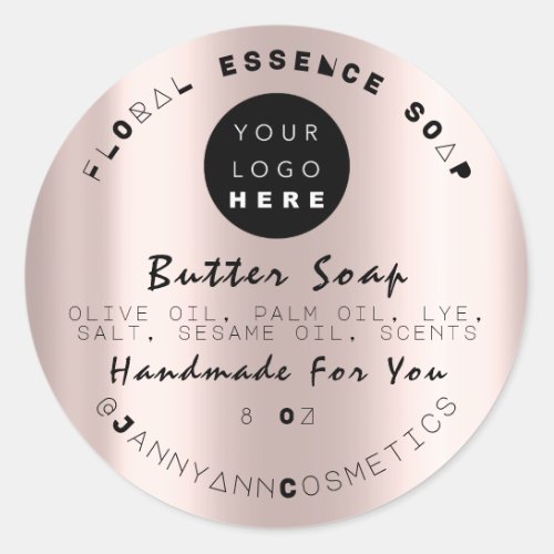 Butter Soap Cosmetics Unique Handmade Rose Logo Classic Round Sticker