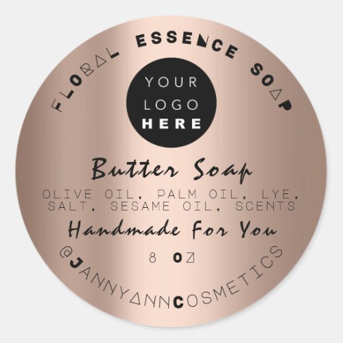 Butter Soap Cosmetics Unique Handmade Rose Modern Classic Round Sticker