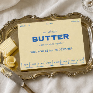 Butter Stick Yellow and Blue Bridesmaid Proposal Card