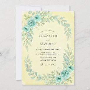 Butter Teal Painted Wedding Invitation