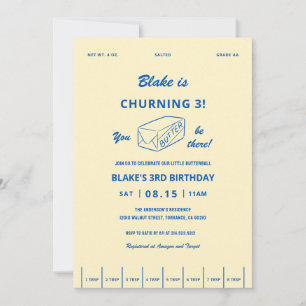 Butter Theme Birthday Churning Party Invitation