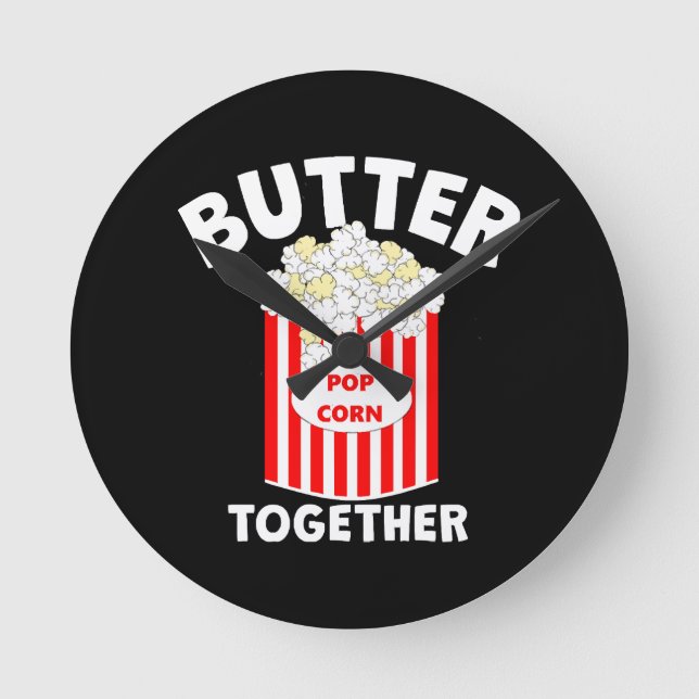 BUTTER Together Movie Popcorn Round Clock (Front)