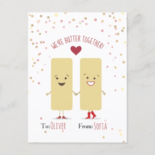 Butter Together Valentine Kids Classroom Postcard