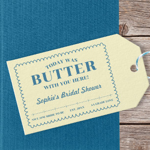 Butter With You Yellow Blue Vintage Bridal Shower Gift Tags