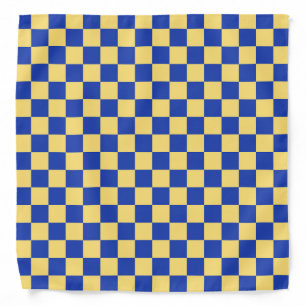 Butter yellow and blue checkered board pattern bandana