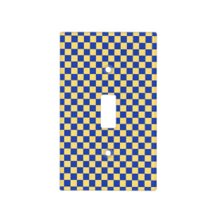 Butter yellow and blue checkered board pattern light switch cover