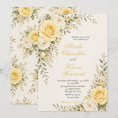 Butter Yellow and Ivory Wedding Invitation