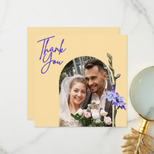 Butter Yellow and Lilac Colored Sun Orchid Wedding Thank You Card