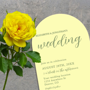 Butter Yellow and Sage Minimalist Wedding Acrylic Invitations