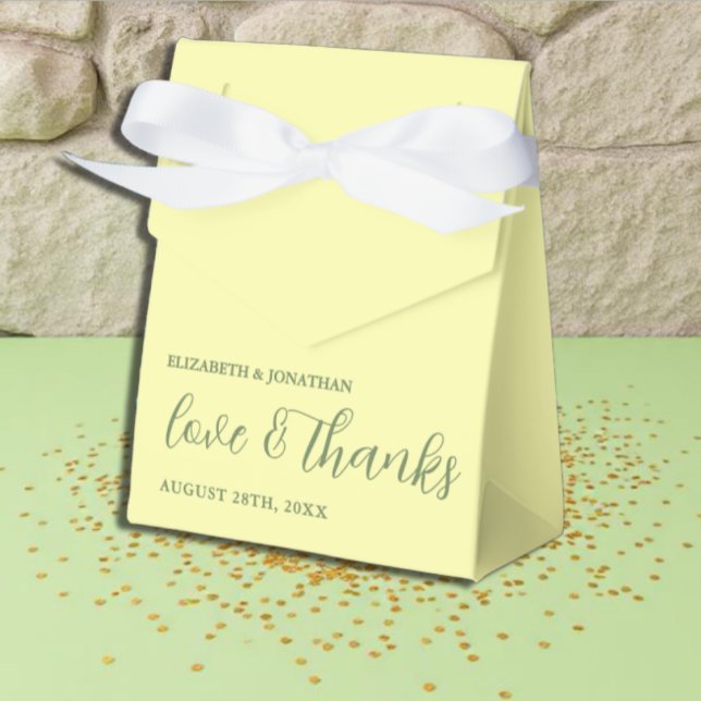 Butter Yellow and Sage Minimalist Wedding Favor Boxes (Creator Uploaded)