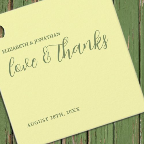 Butter Yellow and Sage Minimalist Wedding Favor Tags