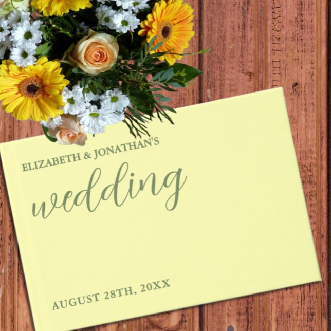 Butter Yellow and Sage Minimalist Wedding Guest Book (Creator Uploaded)