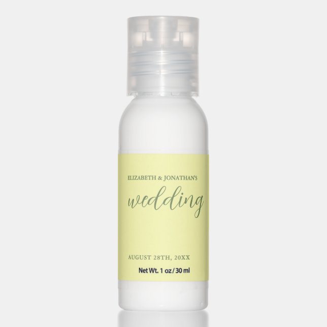 Butter Yellow and Sage Minimalist Wedding Hand Lotion (Front)