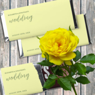 Butter Yellow and Sage Minimalist Wedding Hershey Bar Favors