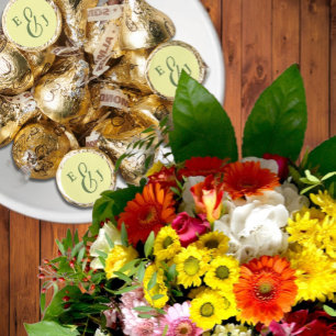 Butter Yellow and Sage Minimalist Wedding Hershey®'s Kisses®