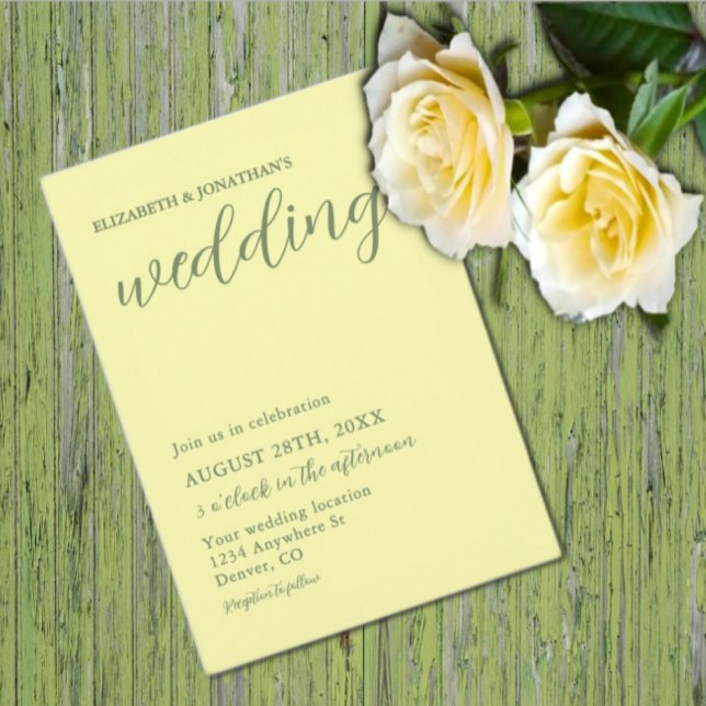 Butter Yellow and Sage Minimalist Wedding Invitation (Creator Uploaded)