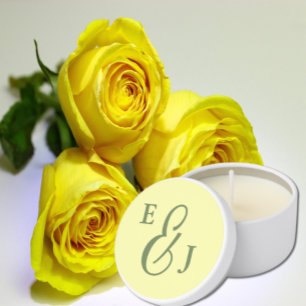 Butter Yellow and Sage Minimalist Wedding Mini Candle Favors