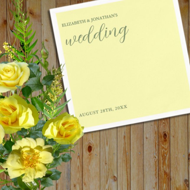 Butter Yellow and Sage Minimalist Wedding Napkins (Creator Uploaded)