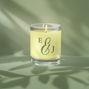 Butter Yellow and Sage Minimalist Wedding Scented Candle