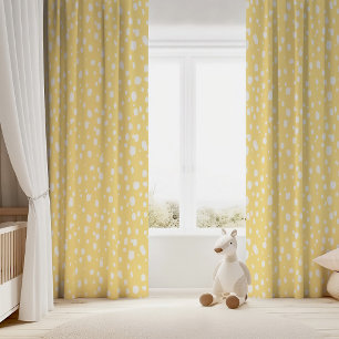 Butter Yellow and White Abstract Dots Blackout Curtains