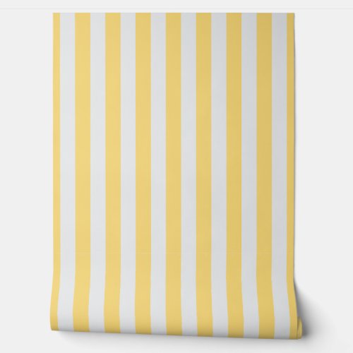 Butter yellow and white awning stripe  wallpaper 