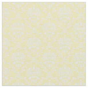 Butter Yellow and White Damask Fabric