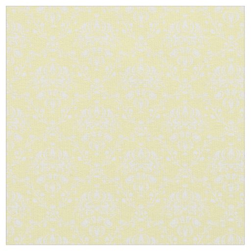 Butter Yellow and White Damask Fabric