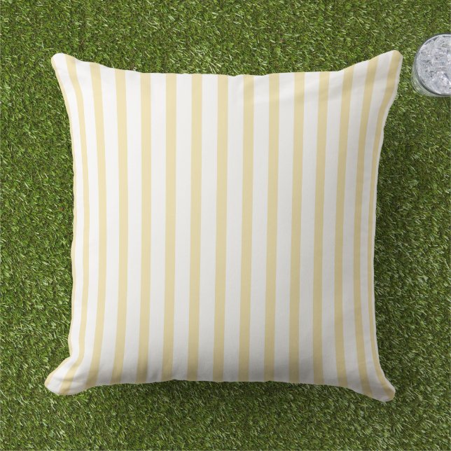Butter yellow and white striped outdoor pillow (Grass)