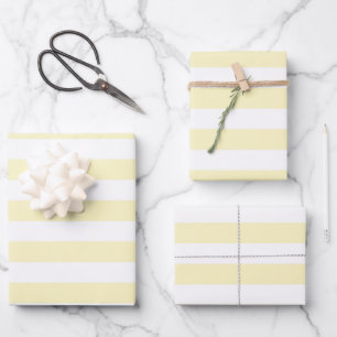 Butter Yellow and White Stripes Wrapping Paper Sheets