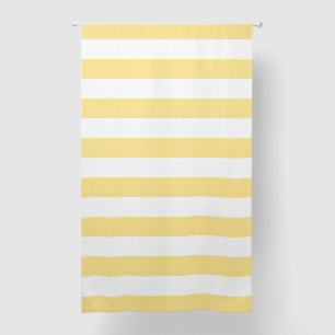 Butter Yellow and White Wide Horizontal Stripe Blackout Curtains