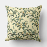 Butter Yellow Antique Old Botanical Pattern 1 Throw Pillow