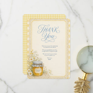 Butter Yellow Baby Shower Thank You Card Gingham